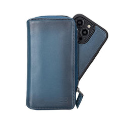 Apple iPhone 14 Series Detachable and Zipper Leather Wallet Case - PMW Bornbor