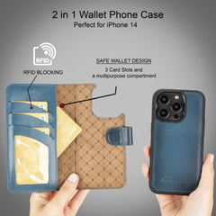 Apple iPhone 14 Series Detachable Leather Wallet Case Colorful - MW Bornbor