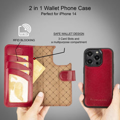 Apple iPhone 14 Series Detachable Leather Wallet Case Colorful - MW Bornbor