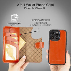 Apple iPhone 14 Series Detachable Leather Wallet Case Colorful - MW Bornbor