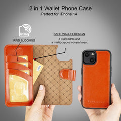 Apple iPhone 14 Series Detachable Leather Wallet Case Colorful - MW Bornbor