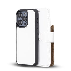 Apple iPhone 14 Series Detachable Leather Wallet Case Colorful - MW iPhone 14 Pro Max / White Bornbor