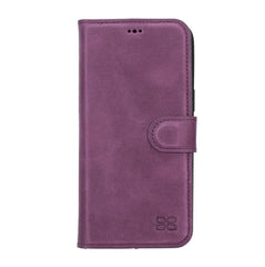 Apple iPhone 14 Series Detachable Leather Wallet Case Darker Color - MW Bornbor