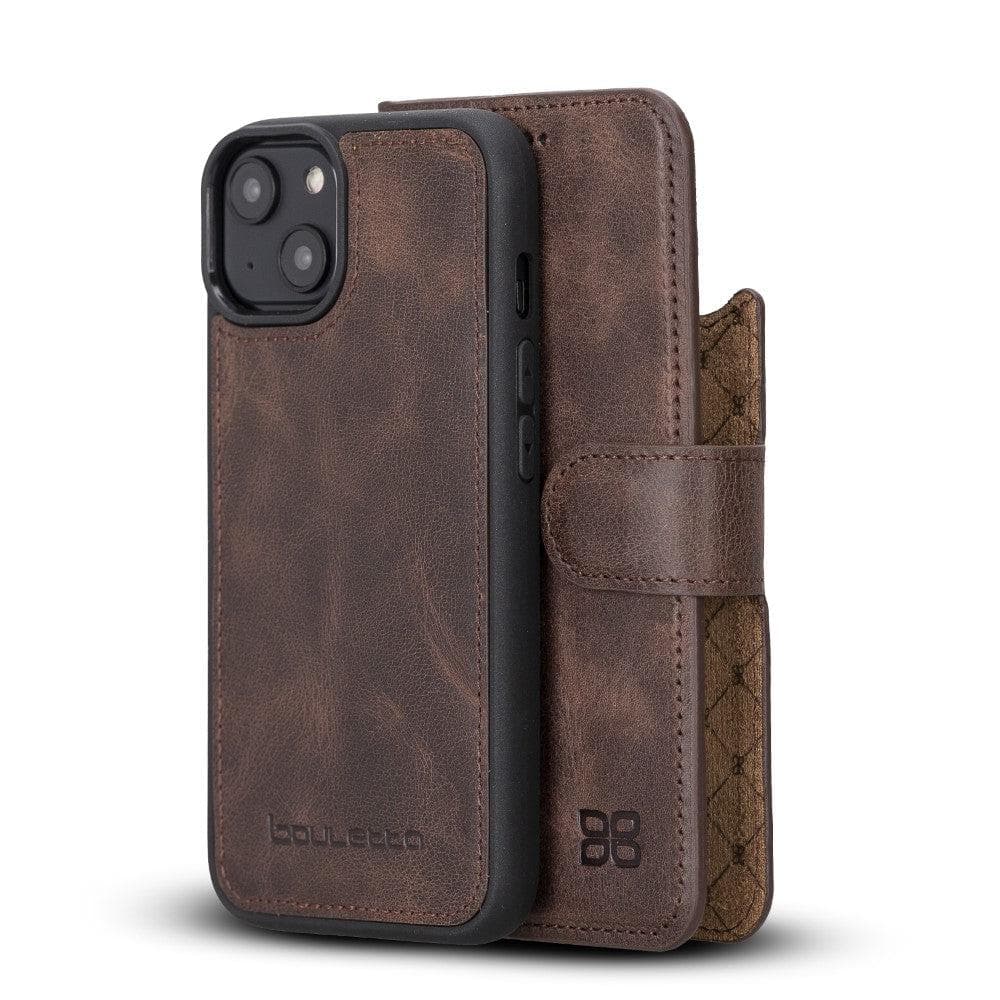 Apple iPhone 14 Series Detachable Leather Wallet Case Darker Color - MW iPhone 14 Plus / Dark Brown Bornbor