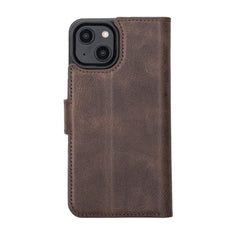 Apple iPhone 14 Series Detachable Leather Wallet Case Darker Color - MW Bornbor