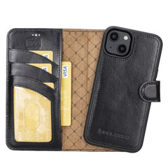 Apple iPhone 14 Series Detachable Leather Wallet Case Darker Color - MW Bornbor