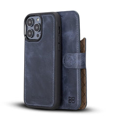 Apple iPhone 14 Series Detachable Leather Wallet Case Darker Color - MW iPhone 14 Pro Max / Dark Blue Bornbor