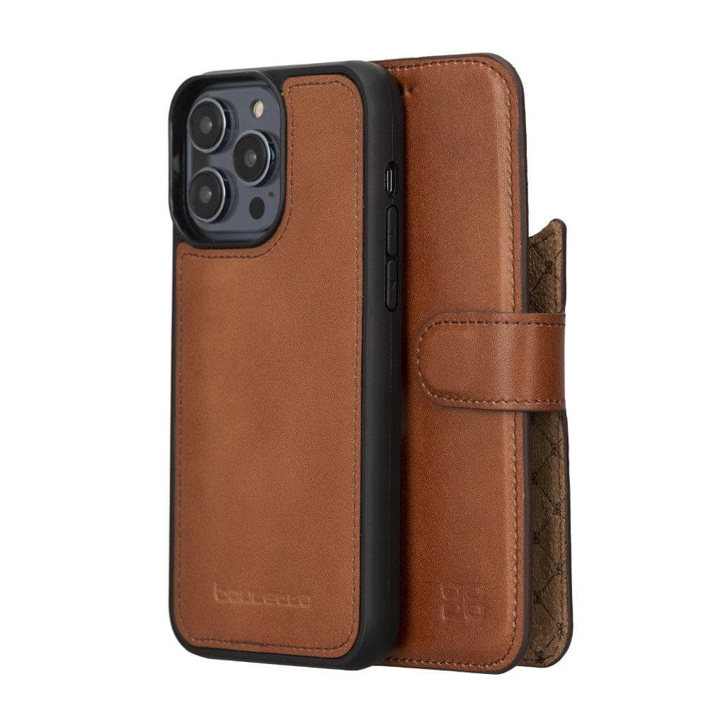 Apple iPhone 14 Series Detachable Leather Wallet Case Darker Color - MW iPhone 14 Pro Max / Maroon / Leather Bornbor