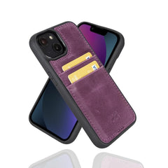 Apple iPhone 14 Series Leather Back Cover with Card Holder iPhone 14 Pro / Purple Bornbor