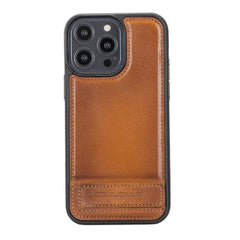 Apple iPhone 14 Series Leather Back Cover with Stand iPhone 14 Pro Max / Tan Bornbor