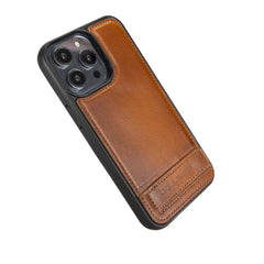 Apple iPhone 14 Series Leather Back Cover with Stand Bornbor