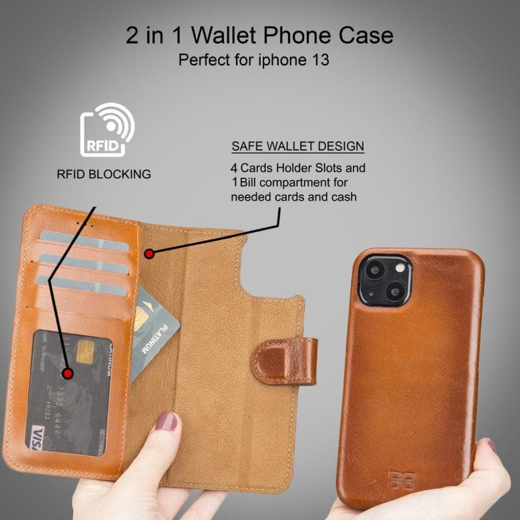 Full Leather Coating Detachable Wallet Case for Apple iPhone 13 Series Bouletta LTD