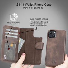 Full Leather Coating Detachable Wallet Case for Apple iPhone 13 Series Bouletta LTD