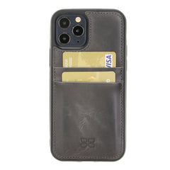 Flexible Leather Back Cover with Card Holder for iPhone 12 Series iPhone 12 Pro Max / Grey Bouletta LTD