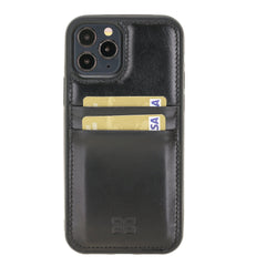 Flexible Leather Back Cover with Card Holder for iPhone 12 Series iPhone 12 Pro / Black Bouletta LTD