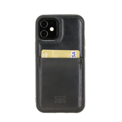 Flexible Leather Back Cover with Card Holder for iPhone 12 Series iPhone 12 Mini / Black Bouletta LTD