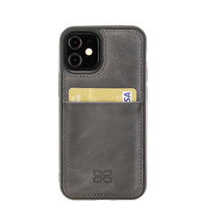 Flexible Leather Back Cover with Card Holder for iPhone 12 Series iPhone 12 Mini / Grey Bouletta LTD