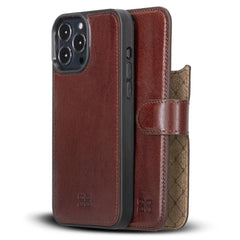 Limited Edition Apple iPhone 13 Pro Max and iPhone 13 Pro Detachable Leather Wallet Case Maroon / iPhone 13 Pro Max 6.7" Bouletta LTD