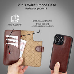 Limited Edition Apple iPhone 13 Pro Max and iPhone 13 Pro Detachable Leather Wallet Case Bouletta LTD