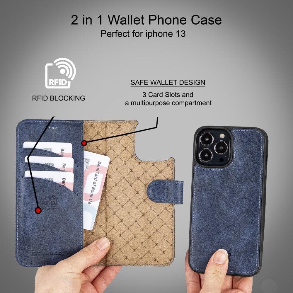 Limited Edition Apple iPhone 13 Pro Max and iPhone 13 Pro Detachable Leather Wallet Case Bouletta LTD