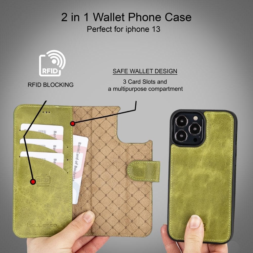 Limited Edition Apple iPhone 13 Pro Max and iPhone 13 Pro Detachable Leather Wallet Case Bouletta LTD