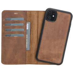 Detachable Full Grain Leather Phone Case for Apple iPhone 11 Series