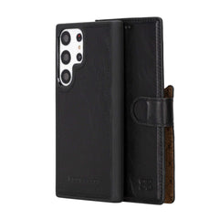 Samsung Galaxy S23 Series Leather Wallet Cases - MW Galaxy S23 Ultra / Black Bornbor