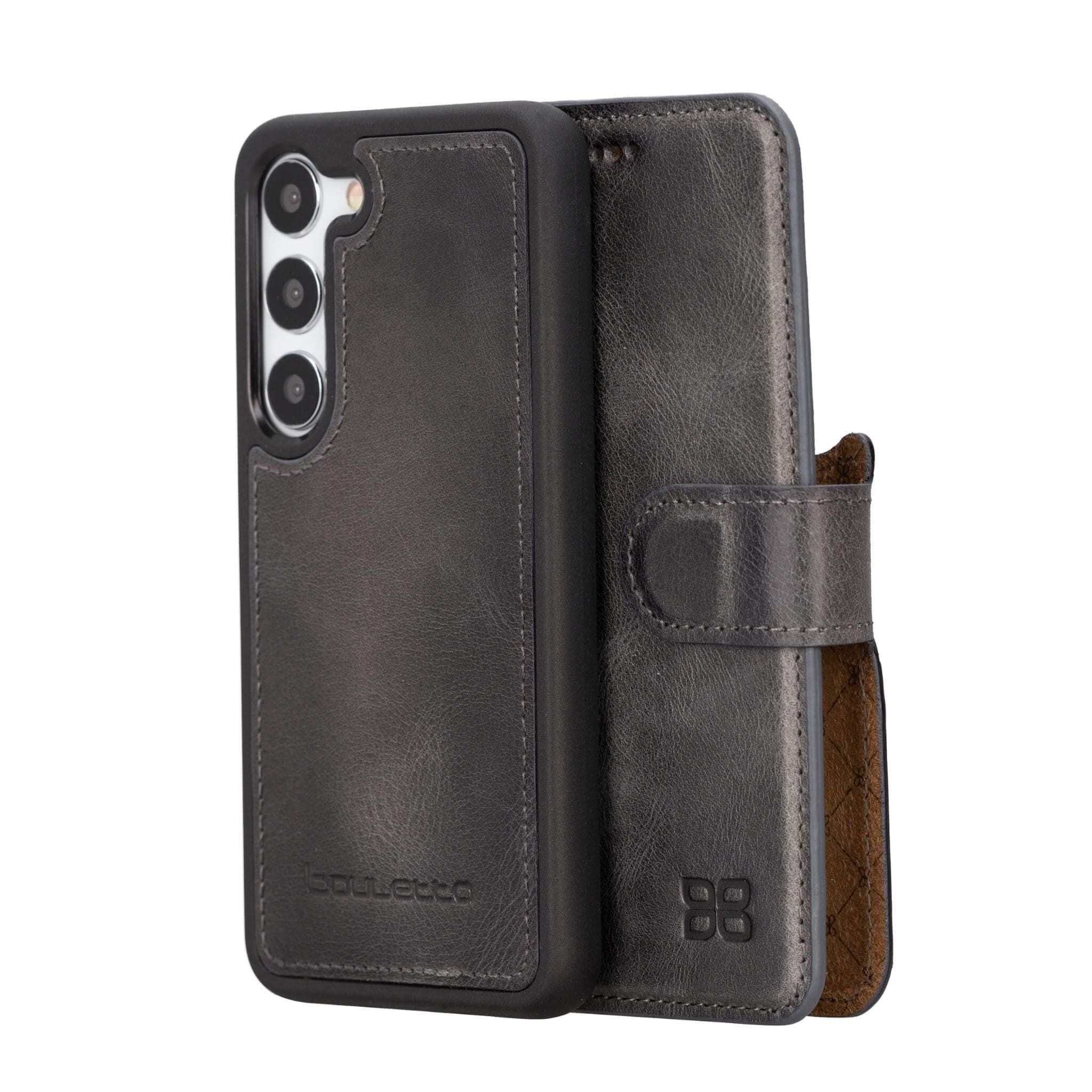 Samsung Galaxy S23 Series Leather Wallet Cases - MW Galaxy S23 Plus / Gray Bornbor