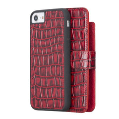 Apple iPhone 7 Series Detachable Leather Wallet Case - MW iPhone 7 / Croco Red Bornbor LTD