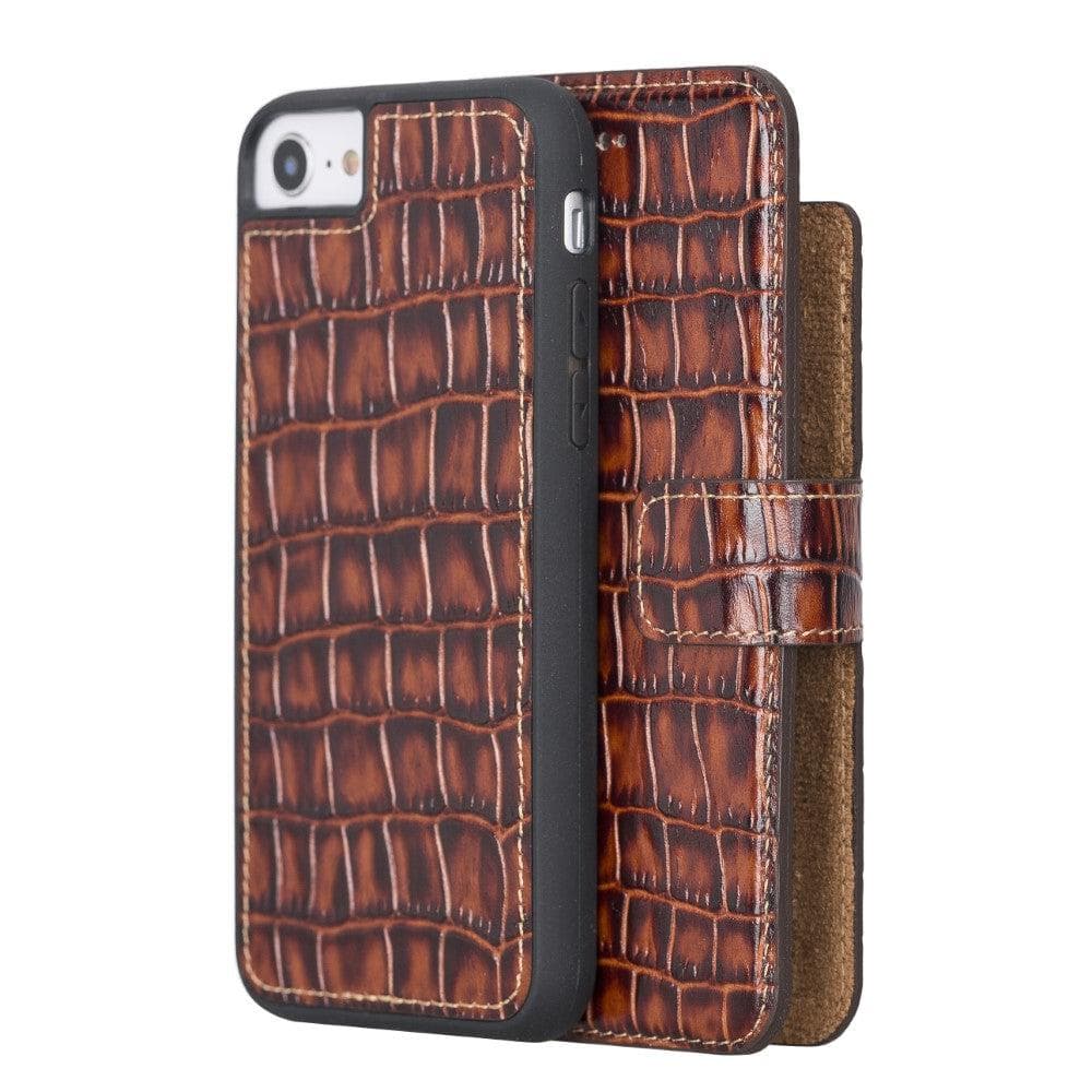 Apple iPhone 7 Series Detachable Leather Wallet Case - MW iPhone 7 / Croco Brown Bornbor LTD