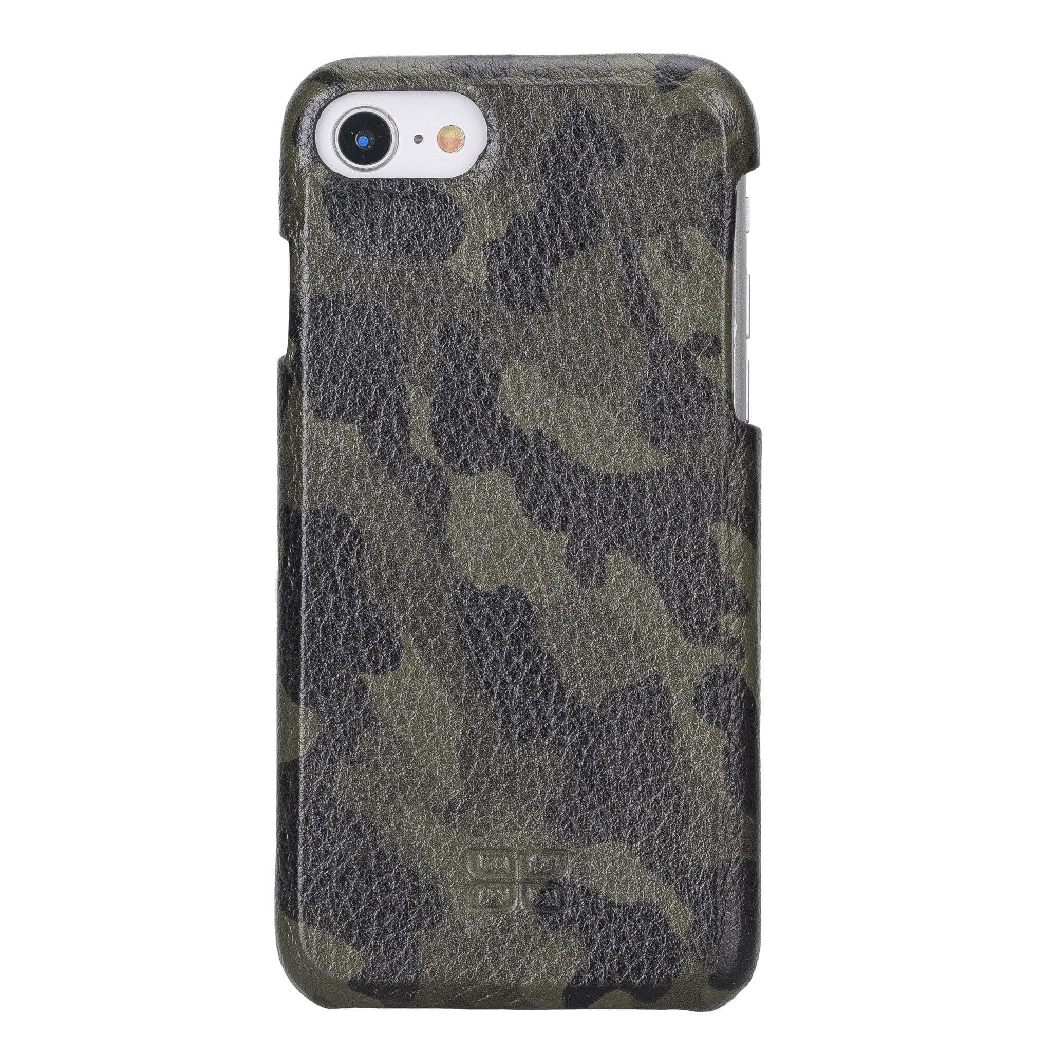 Apple iPhone 8 Series Fully Covering Leather Back Cover Case iPhone 8 / Camouflage Green Bornbor