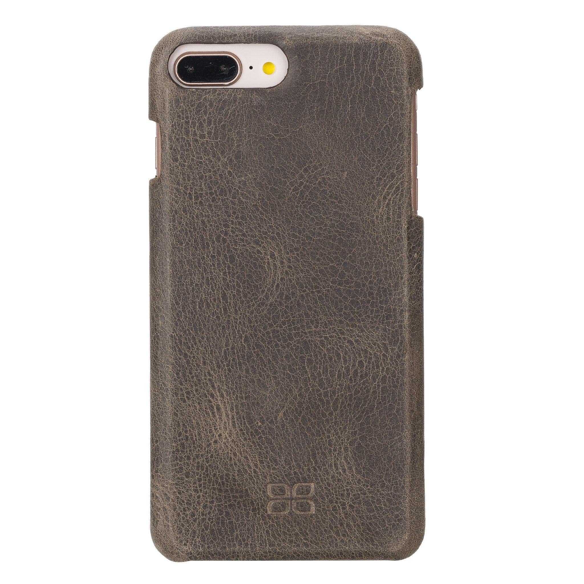 Apple iPhone 8 Series Fully Covering Leather Back Cover Case iPhone 7 / Mat Dark Brown Bornbor