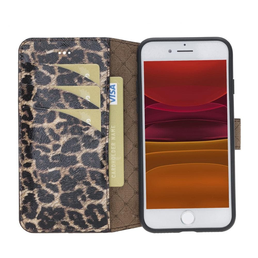 Apple iPhone 8 Series Non Detachable Wallet Case iPhone 8 / Leopard Bornbor LTD