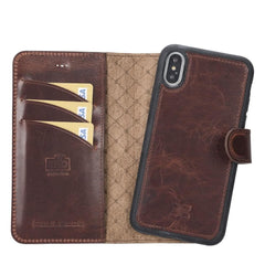 Apple iPhone X Series Detachable Leather Wallet Case - MW iPhone X / XS / Vegetal Brown Bouletta LTD