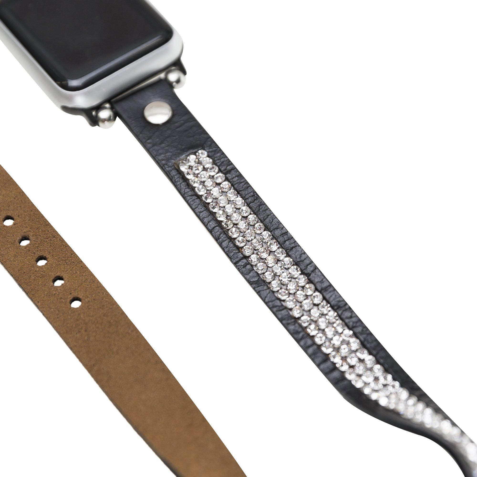 B2B - Leather Apple Watch Bands - Crystal Ferro Double Tour Style Bouletta B2B