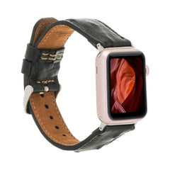 Cardiff Classic Apple Watch Leather Straps Ostrich Black Bornbor