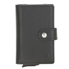 Carlov Leather Mechanical Card Holder Rustic Black Bouletta