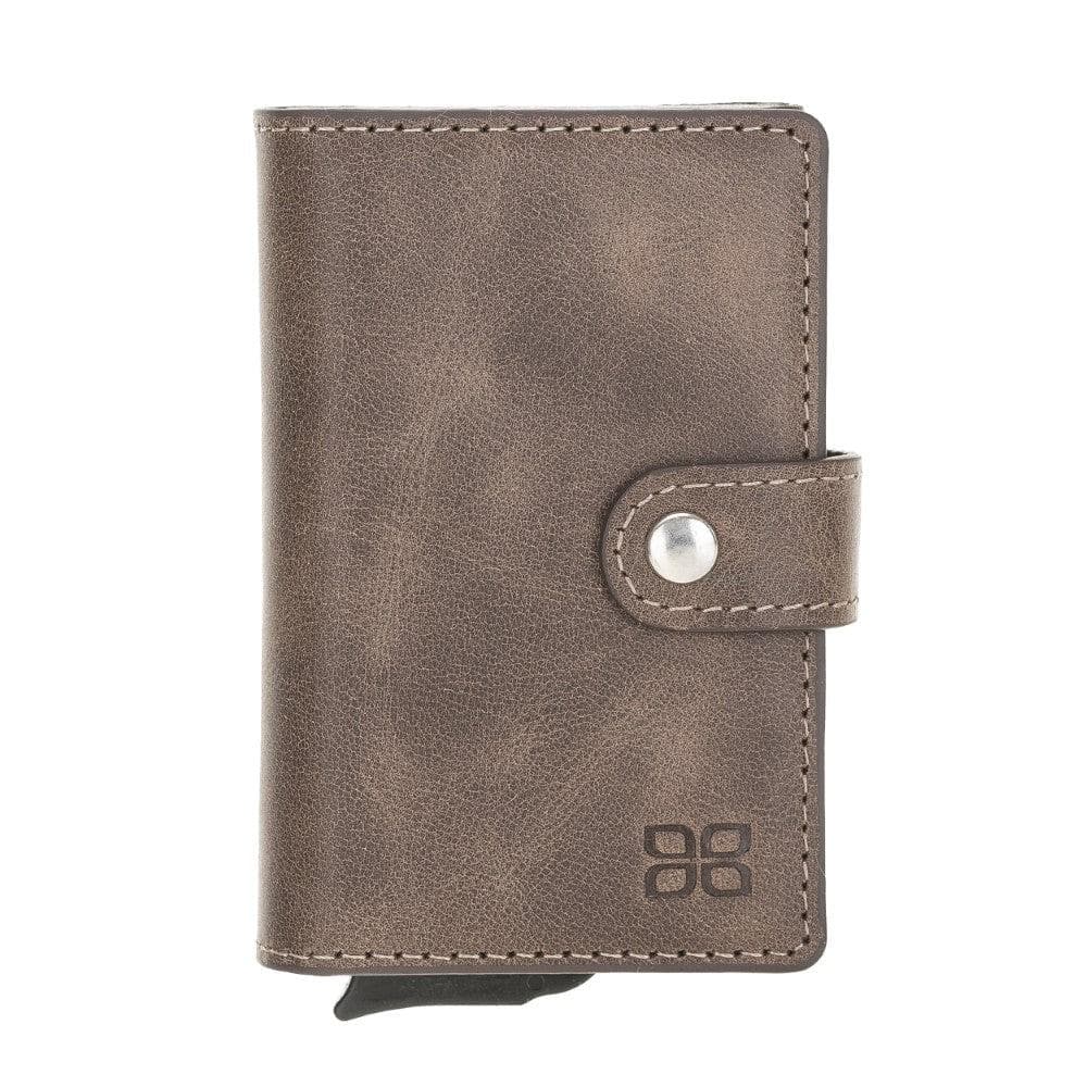 Carlov Leather Mechanical Card Holder Tiguan Brown Bouletta