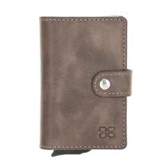 Carlov Leather Mechanical Card Holder Tiguan Brown Bouletta