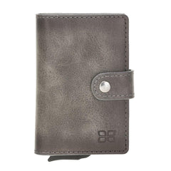 Carlov Leather Mechanical Card Holder Tiguan Gray Bouletta