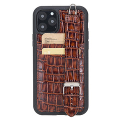 Flexible Leather Back Cover with Hand Strap for iPhone 11 Series Bornbor