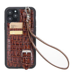 Crocodile Pattern Leather Back Cover / Phone Case with Hand Strap for iPhone 11 Series