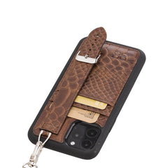 Flexible Leather Back Cover with Hand Strap for iPhone 11 Series Bornbor