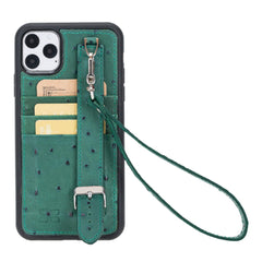 Flexible Leather Back Cover with Hand Strap for iPhone 11 Series Bornbor