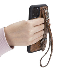 Flexible Leather Back Cover with Hand Strap for iPhone 11 Series Bornbor