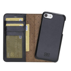 Full Leather Coating Detachable Wallet Case iPhone 7 Rustic Black Bornbor