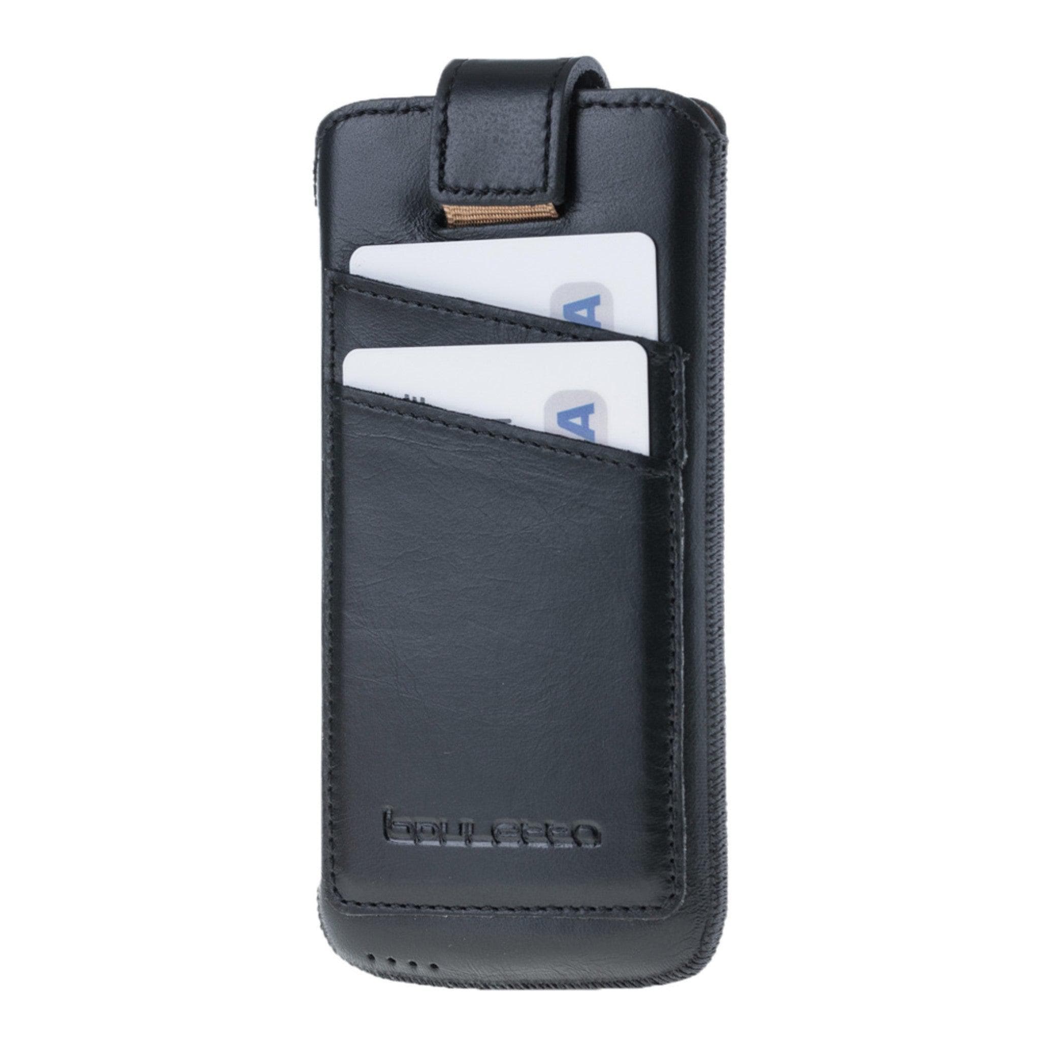 iPhone Series Multi Leather Case with Card Holders | iPhone 14, 13, 12, 11, SE, X, 8, 7, 6 Black Bornbor