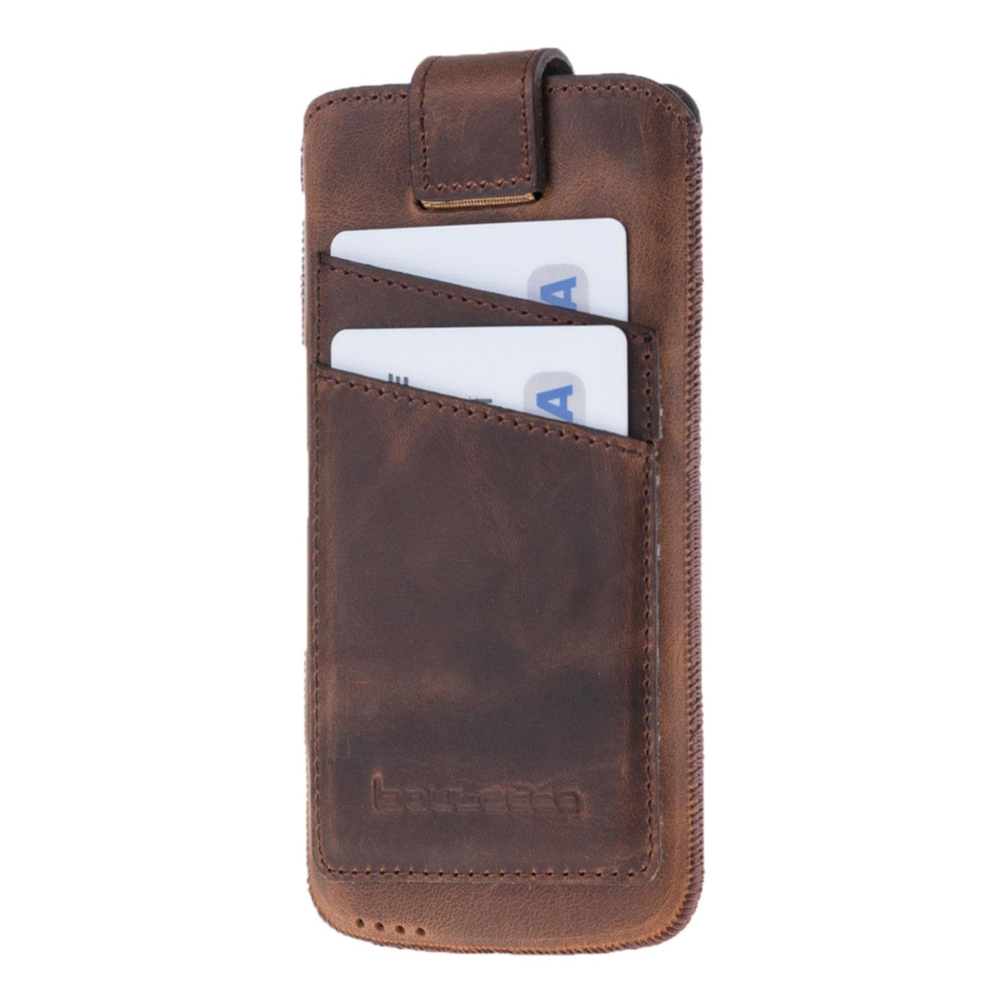 iPhone Series Multi Leather Case with Card Holders | iPhone 14, 13, 12, 11, SE, X, 8, 7, 6 Antic Dark Brown Bornbor