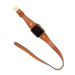 Leeds Double Tour Slim with Gold Bead Apple Watch Leather Straps Bouletta LTD