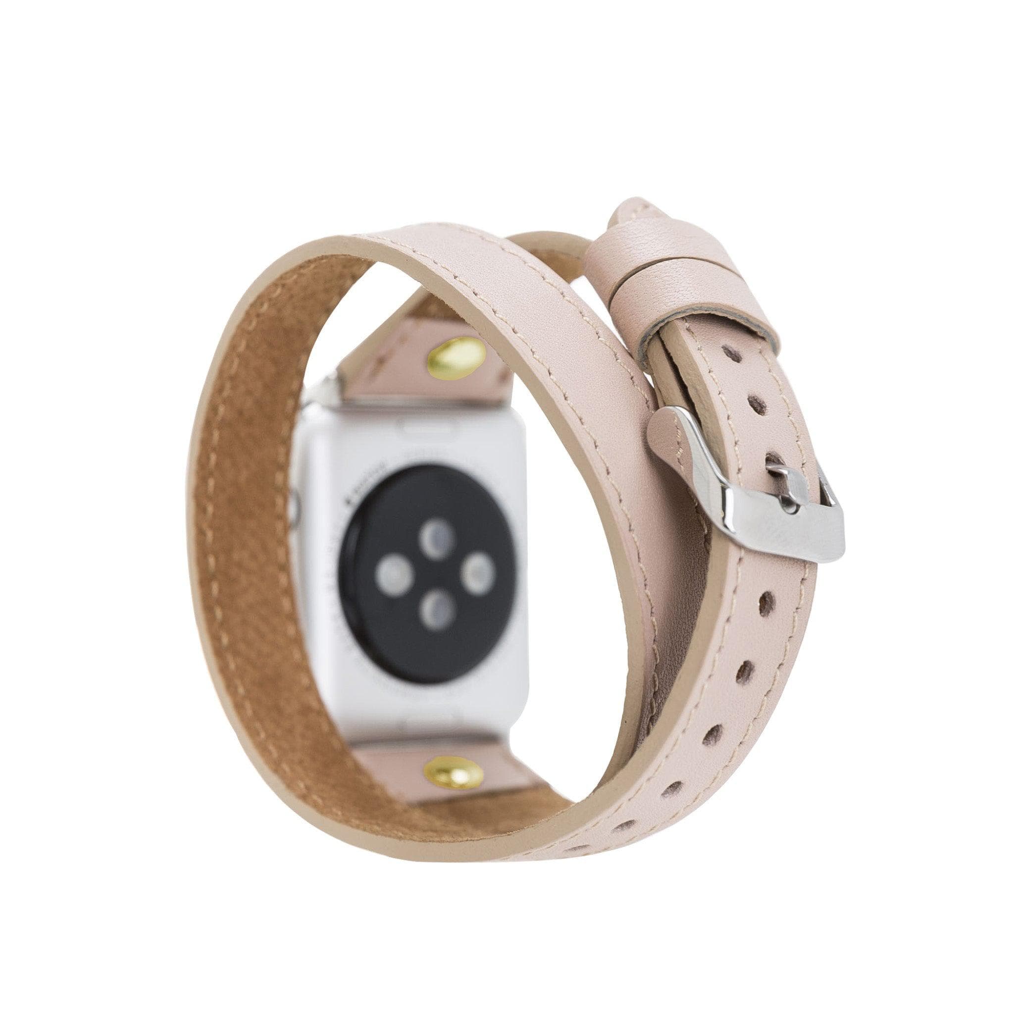 Leeds Double Tour Slim with Gold Bead Apple Watch Leather Straps Bouletta LTD